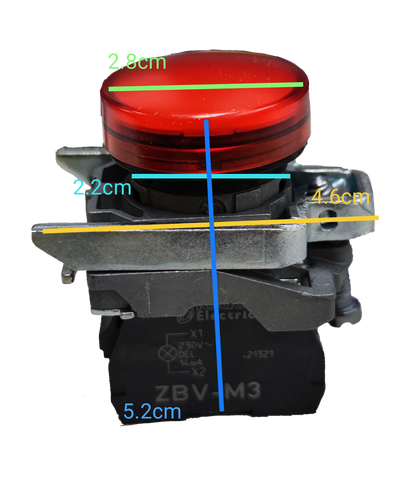 Schneider LED Pilot Lamp 22mm 220V red indicator light with metal mounting bracket