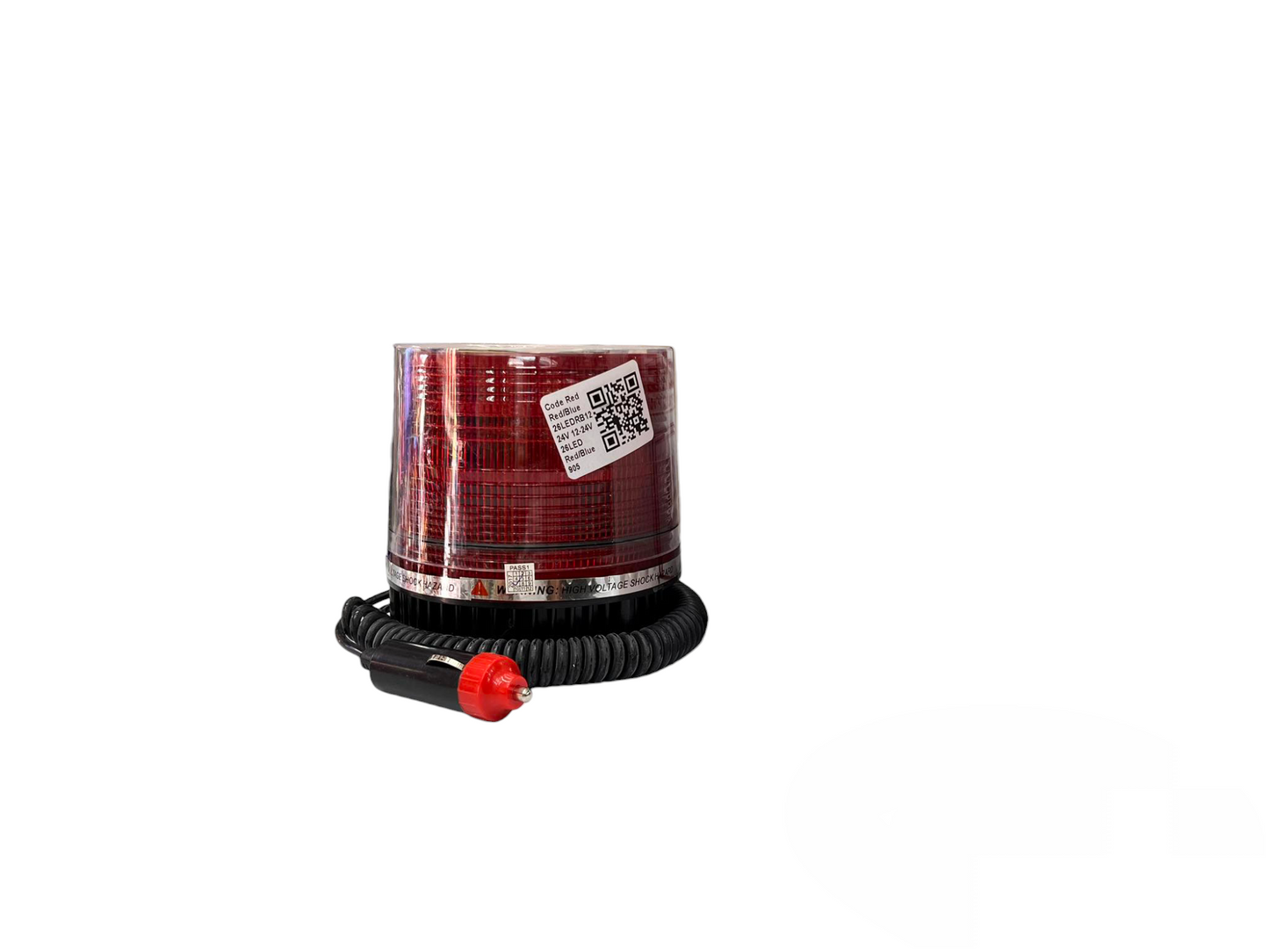Sub Zero red Light Warning Light 12V or 24V with coiled power cord for work and safety use