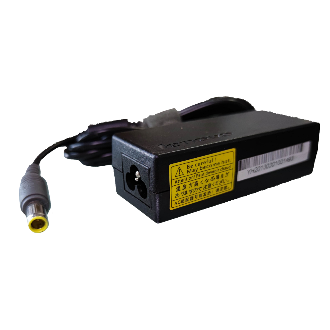 Lenovo Laptop Adaptor 20V DC with compact design and safety warning label for efficient charging