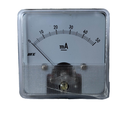 HEW analog Panel Meter 60mm x 60mm 52CA square mA gauge 0 to 50 scale with clear plastic face