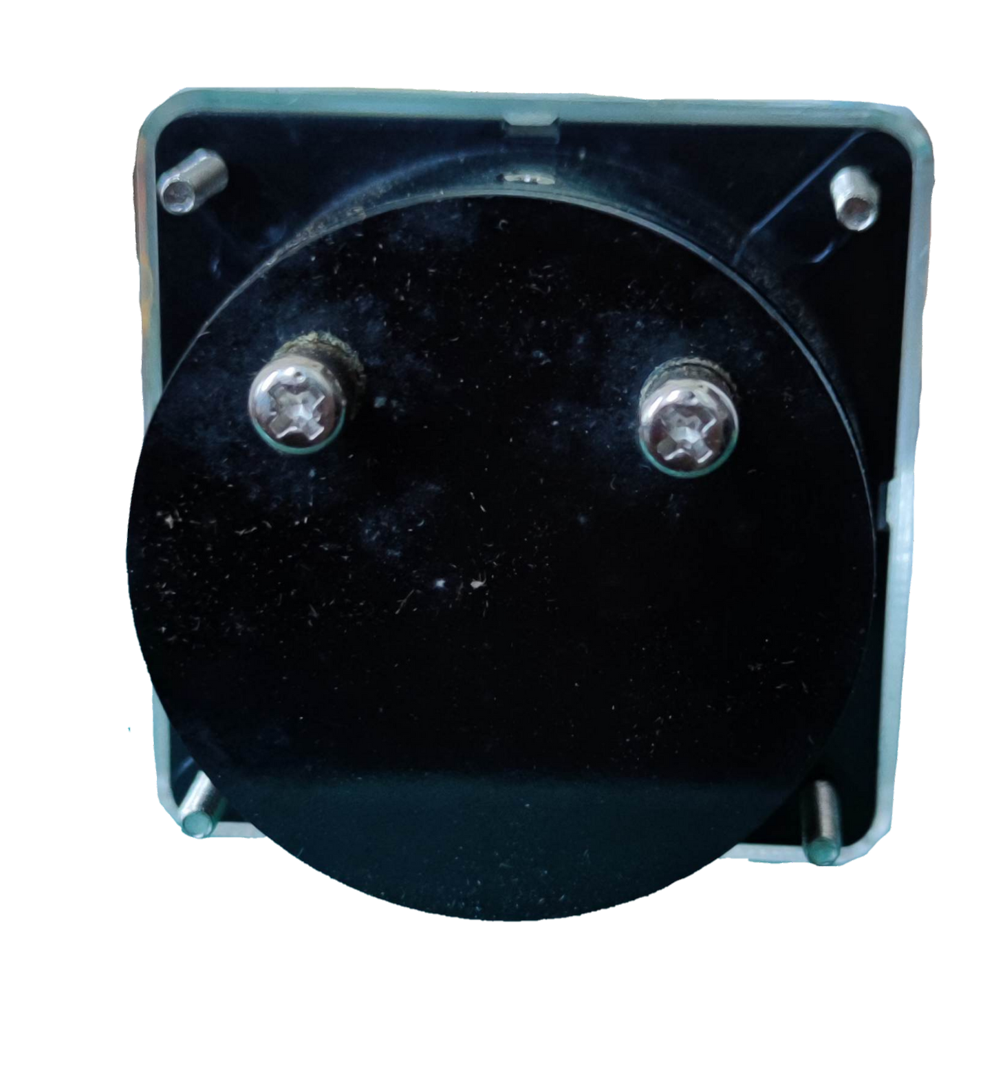 HEW Panel Meter 60mm x 60mm 52CA rear view showing circular black housing and mounting screws