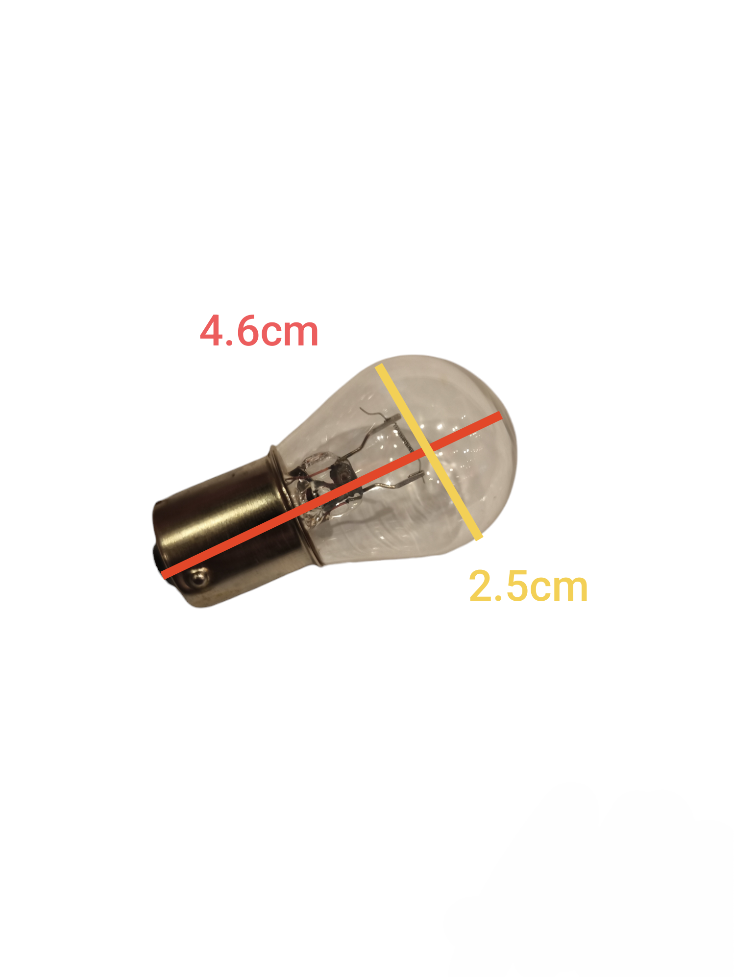 Light Bulb B15 Double Contact 12V incandescent bulb with 4.6 cm length and 2.5 cm diameter