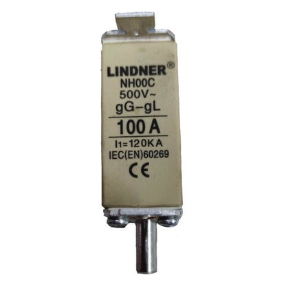 Lindner 100A NH-Type Fuse Link gG-gL 500V AC NH-00 Blade Fuse, Ceramic Fuse