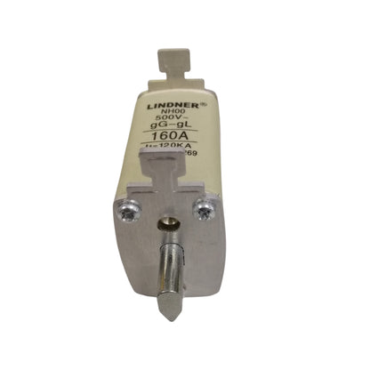 Lindner 160A NH00 fuse ceramic cartridge with metal end caps 500V industrial rating