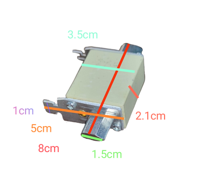 Lindner NH-Type Fuse Link 40A electrical component with dimensions shown on black background
