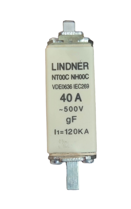 Lindner NH-Type Fuse Link 40A electrical component with 500V rating for circuit protection