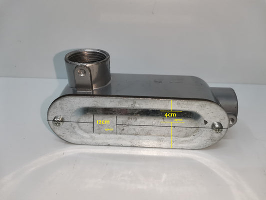 LL conduit body box for wiring made of metal with threaded openings for electrical conduit connections