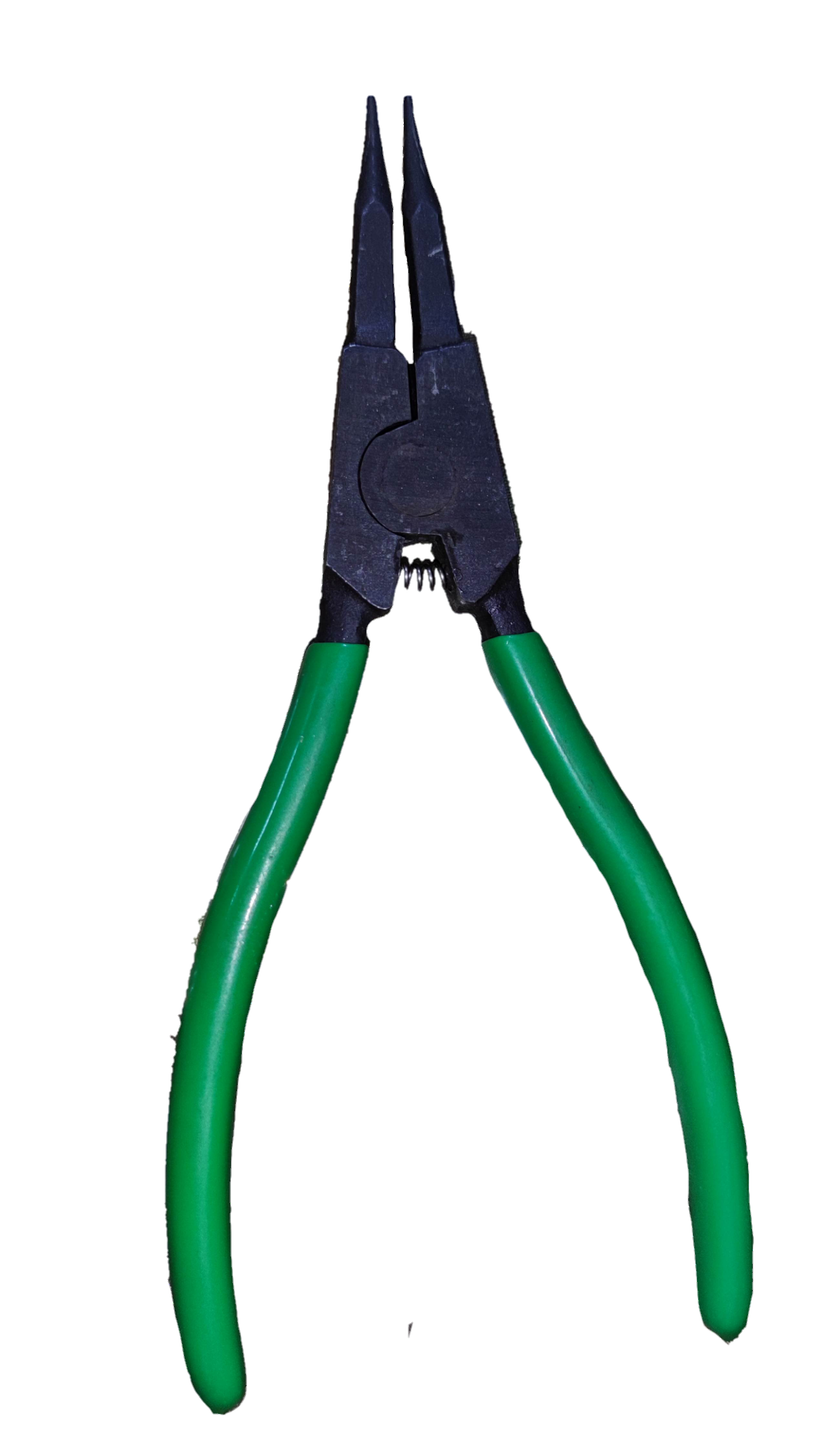 Lobster Snap Ring Plier External Straight with green vinyl handles and black straight tips for external circlips