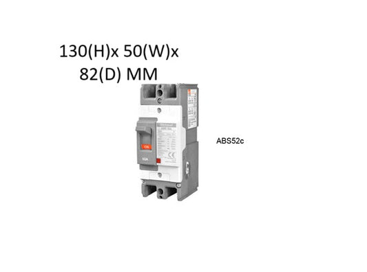 LS molded case circuit breaker 15A MCCB 2 Pole 250V LS Breaker gray unit with red toggle and 130 x 50 x 82 mm