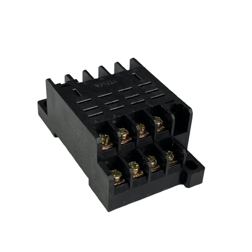 LY4 relay socket 14 pin 220V in durable black plastic, ideal for electrical wiring applications