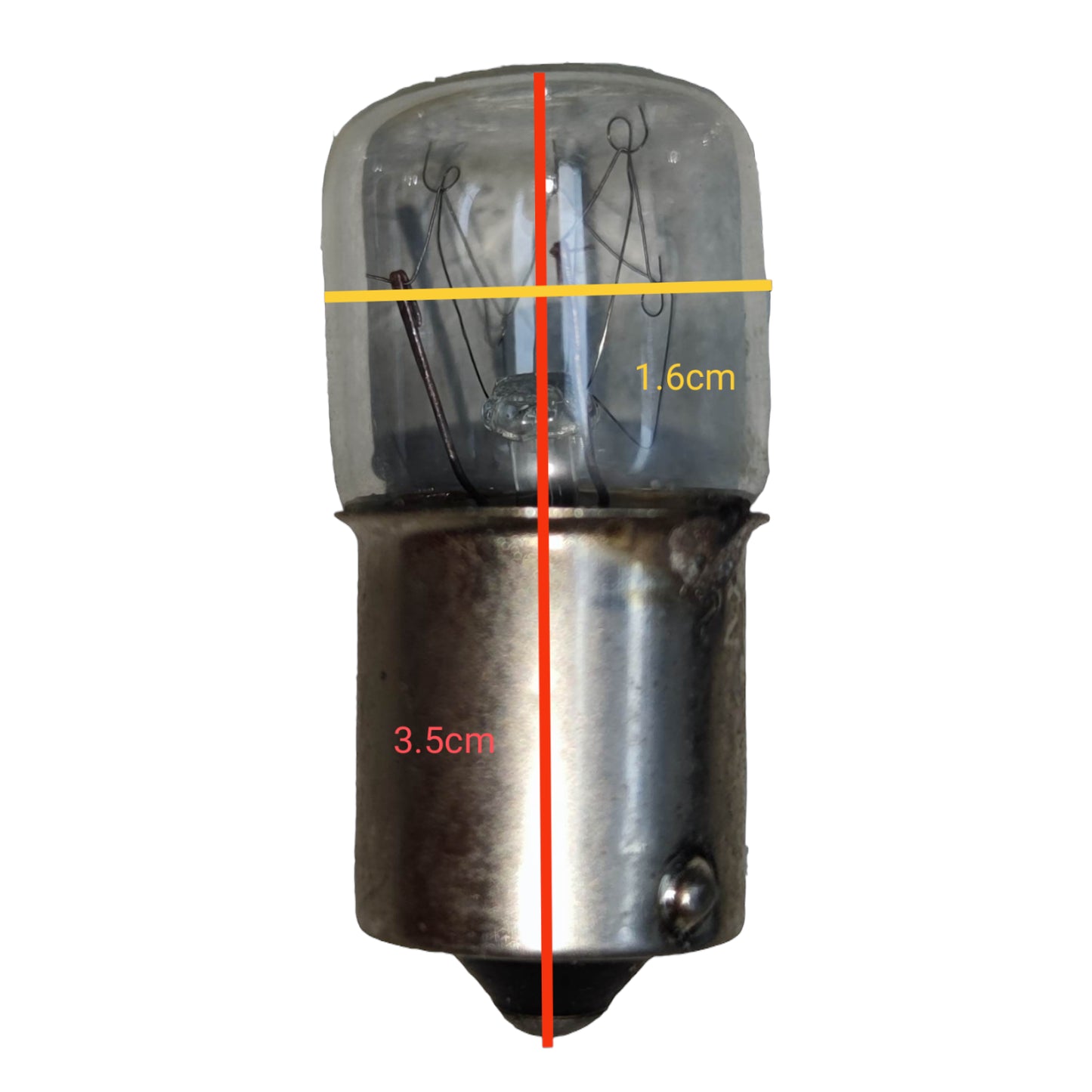 10W B15 machine bulb with clear glass casing and metallic base for various applications