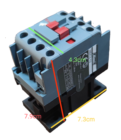 Himel magnetic contactor 12A 220V coil with dimensions marked for installation reference