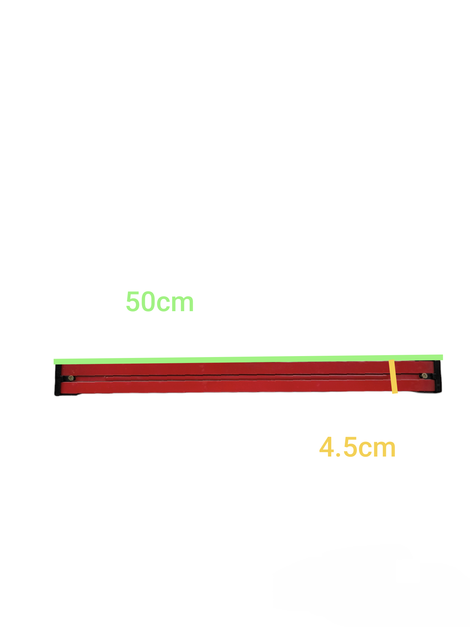 Red space saver measuring 50cm by 4.5cm, designed for efficient storage and organization