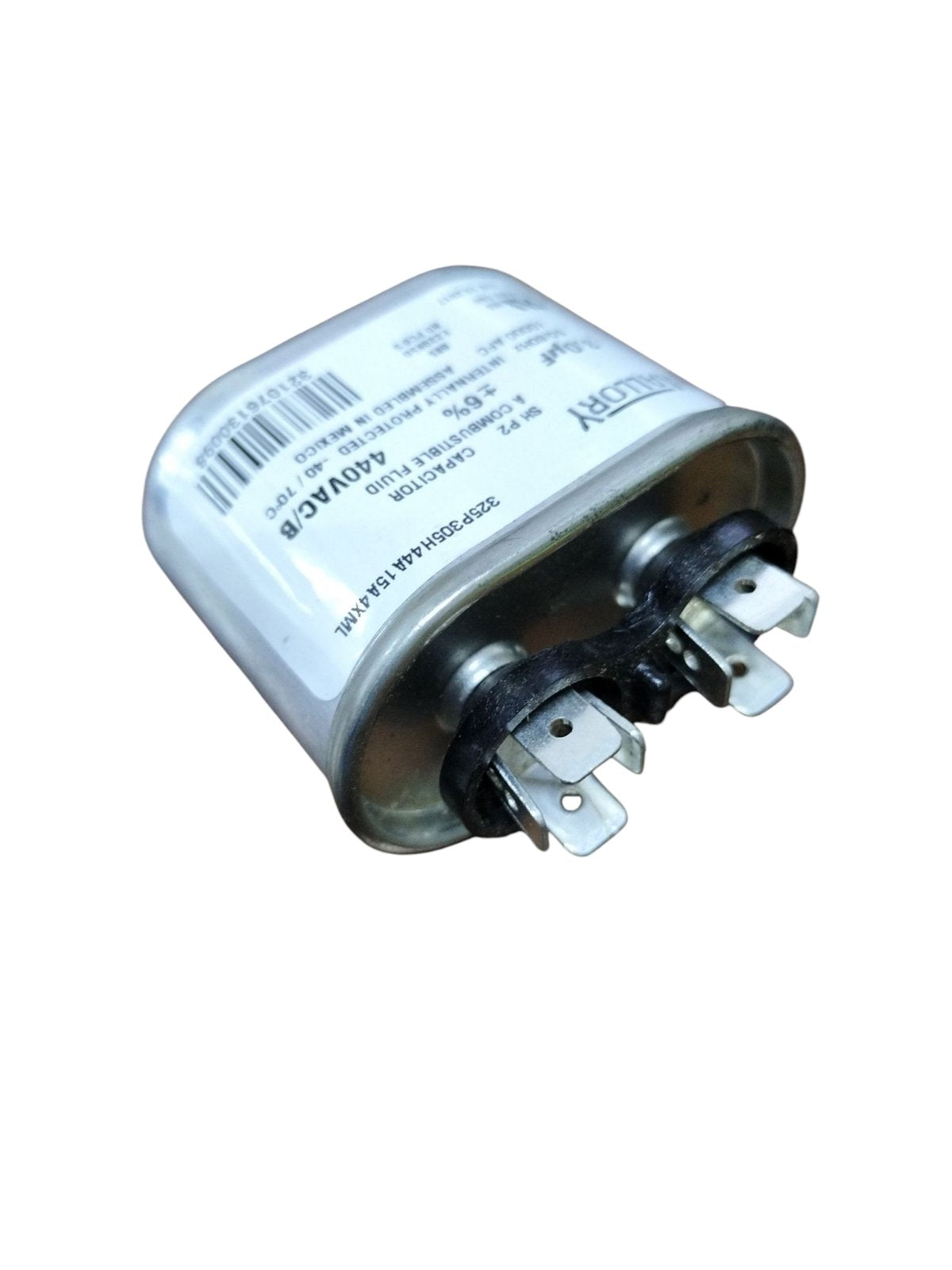 Mallory 3UF 440V oil-filled capacitor with dual terminal connections for electrical applications
