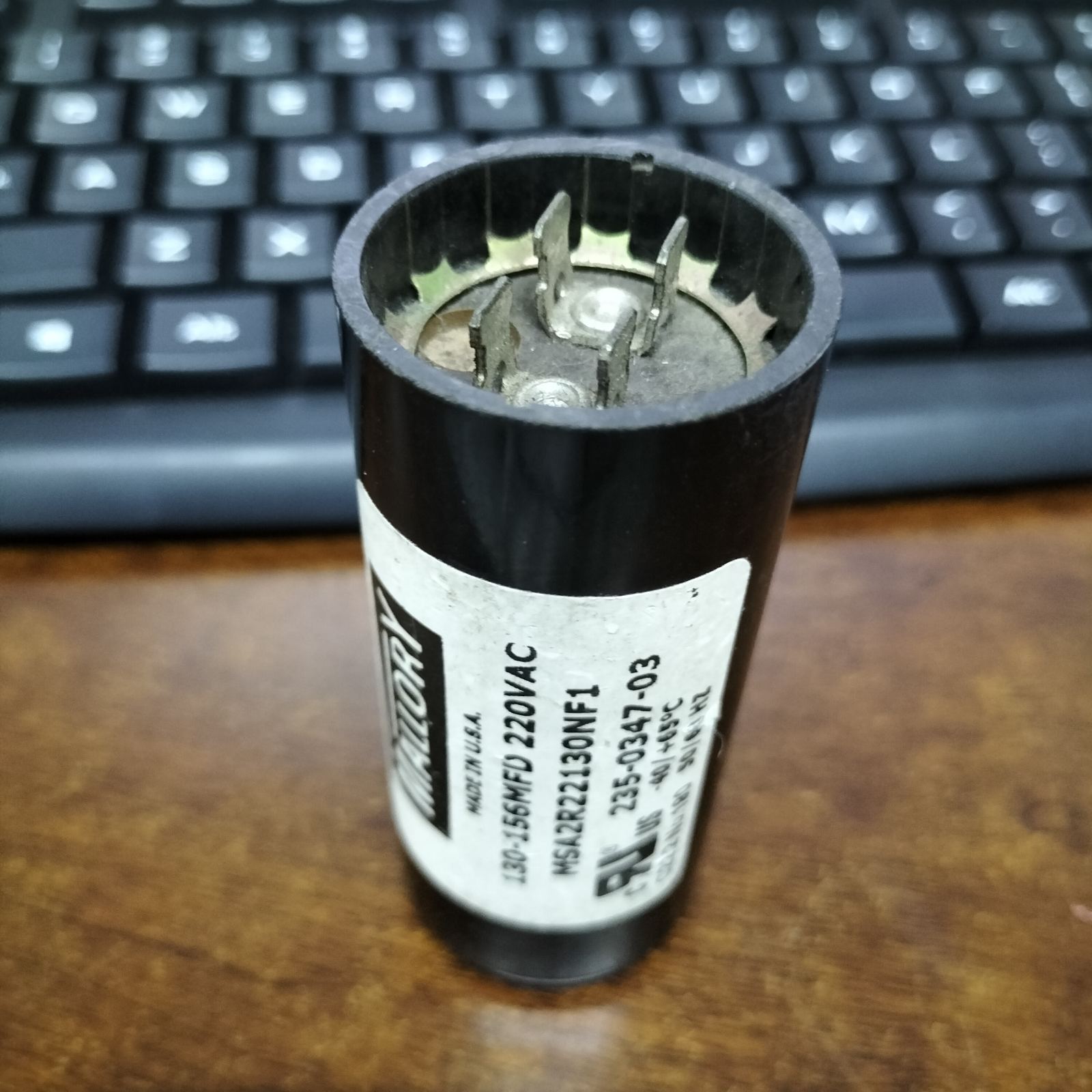 Mallory Starting Capacitor 130-156uF 220V for electrical applications with a durable casing
