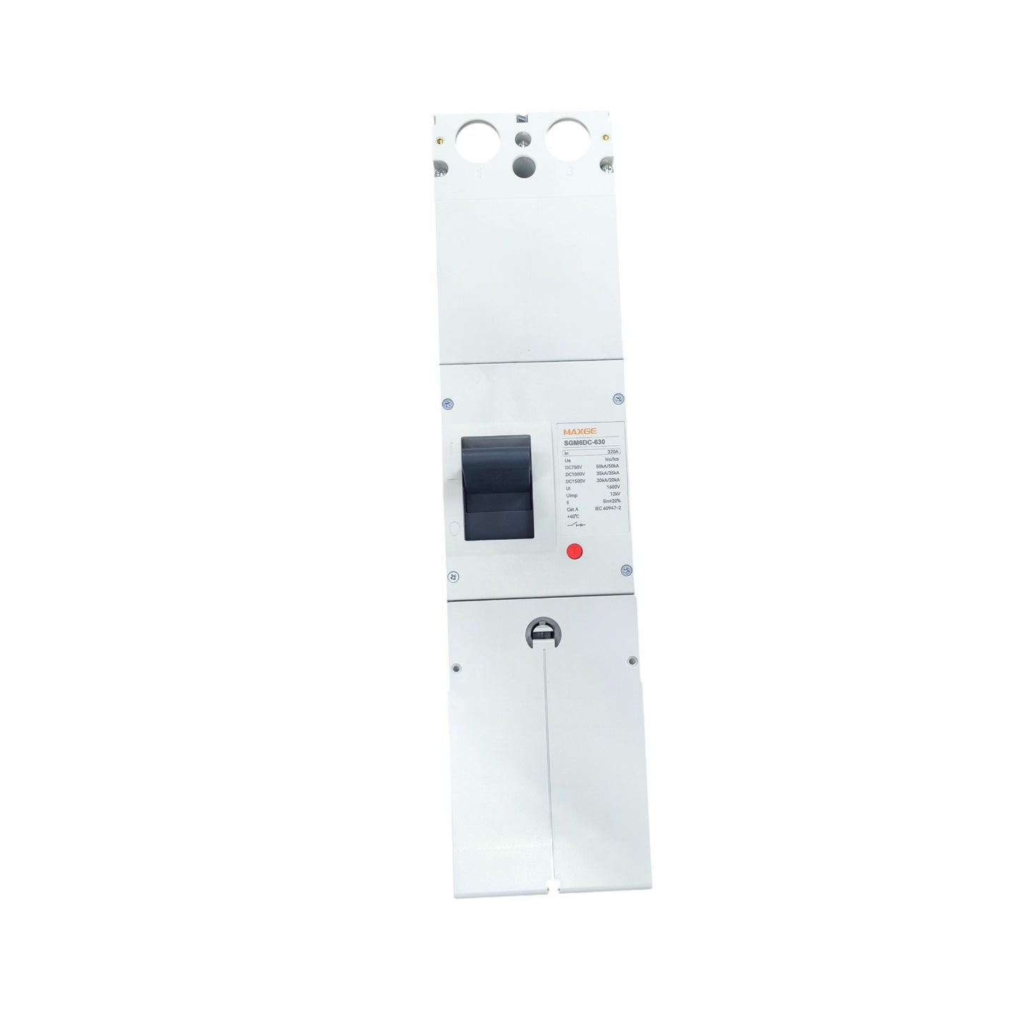 Maxge MCCB 1500V DC 20KAIC DC Breaker with black switch and white casing for electrical safety