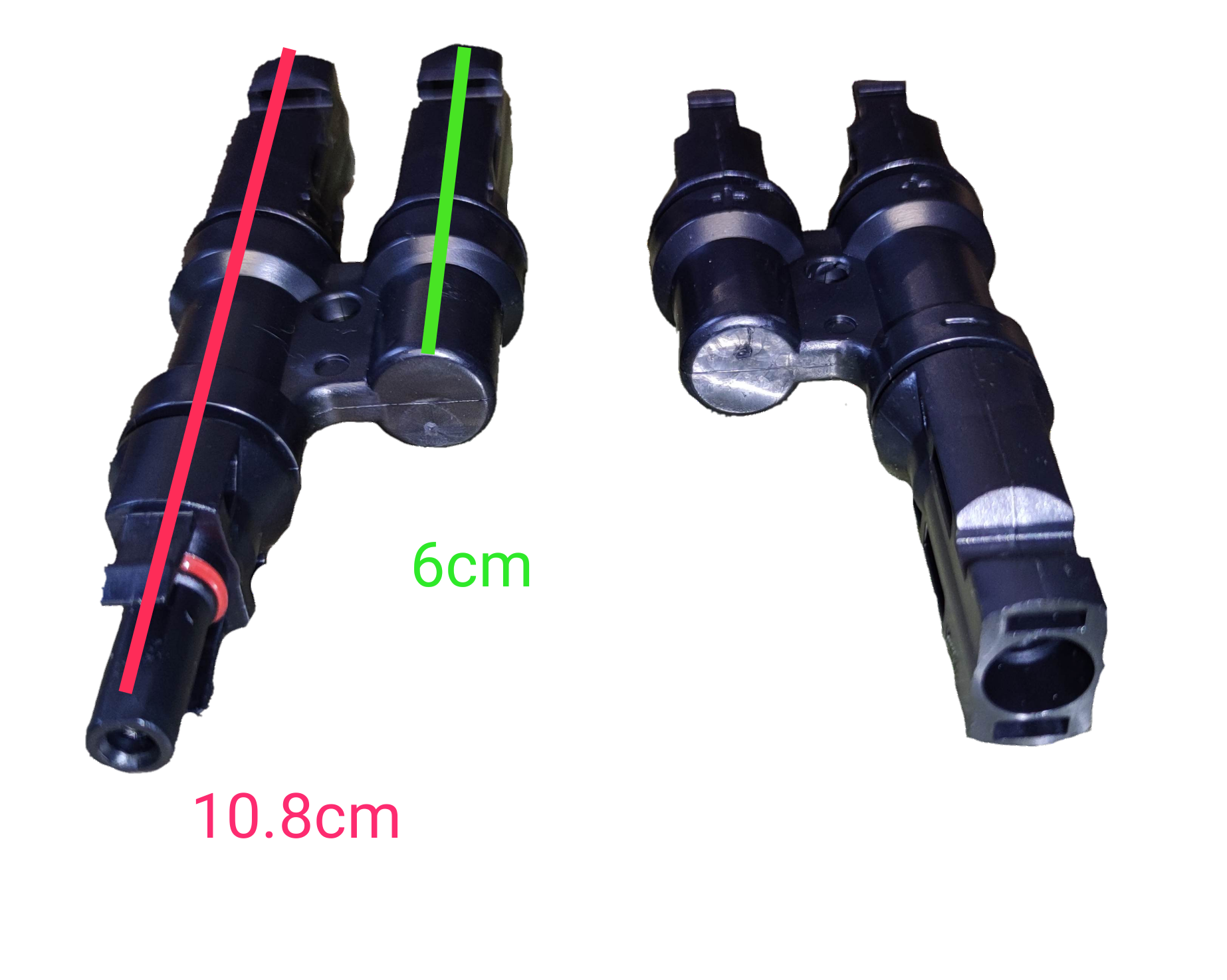 ZwitseRise MC4 connector 1x2 IP67 with detailed dimensions for electrical circuitry use