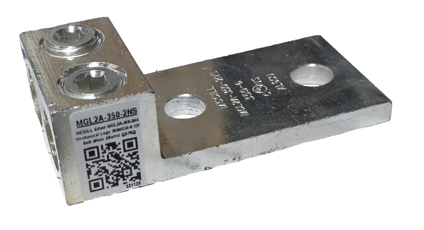 McGILL Mechanical Lugs 2 x 350MCMx2 silver electrical connector lug with two bolt holes