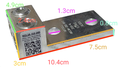McGILL Mechanical Lugs 2 x 350MCMx2 silver electrical lug with mounting holes and QR code
