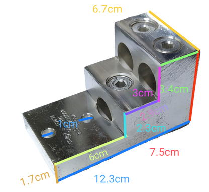 McGILL Mechanical Lugs 3 x 600MCM silver metal electrical connector with multiple dimensions shown
