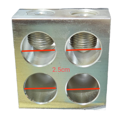 McGILL mechanical lugs 4 holes 750MCM with smooth finish and four circular openings for secure connections