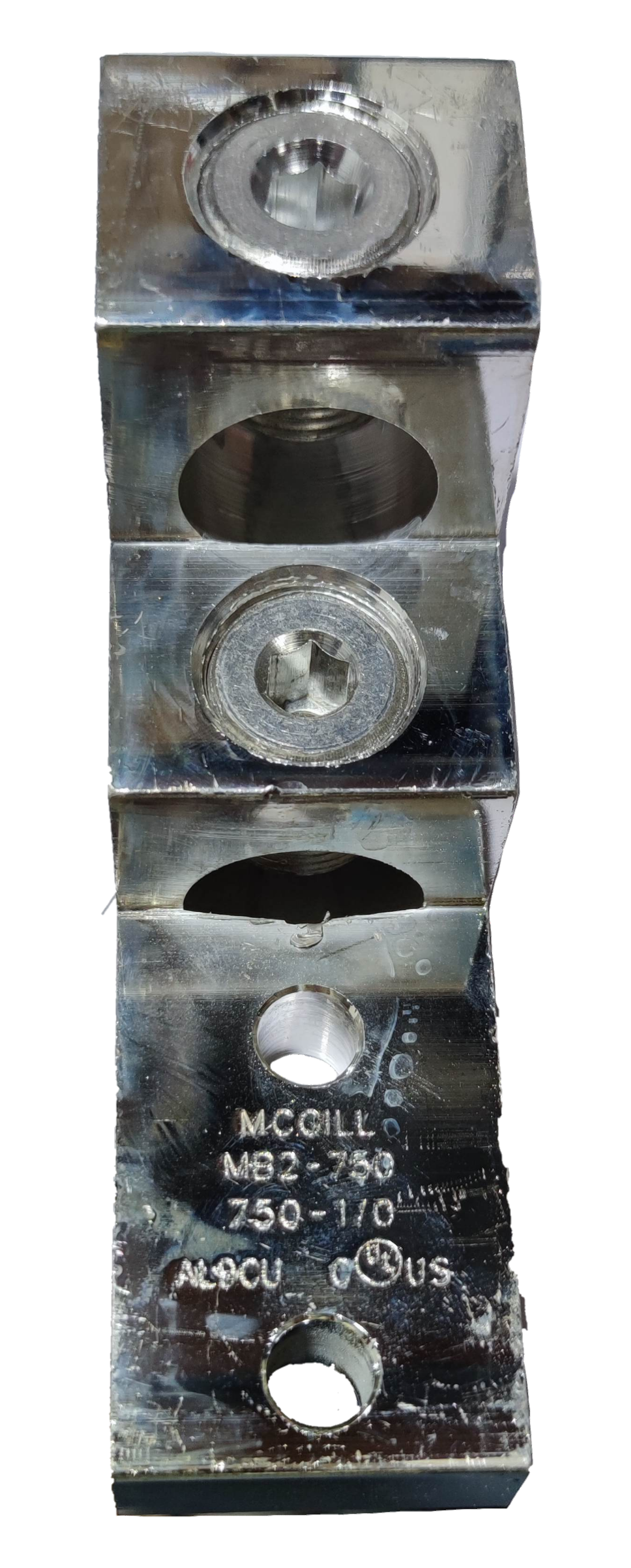 McGILL Mechanical Lug 50mm to 380mm silver electrical circuitry part with screws and mounting holes