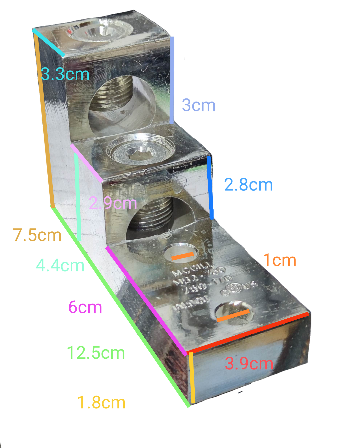 McGILL Mechanical Lug 50mm to 380mm silver electrical connector with multiple fastening holes