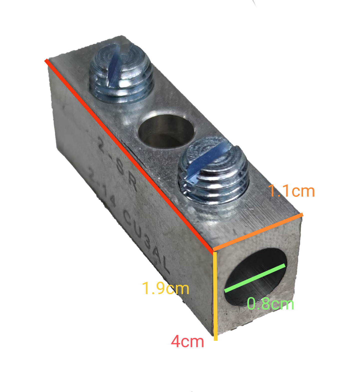 Mechanical lug straight connector for electrical circuitry with two screws and metal body by Electx Electrical Supply