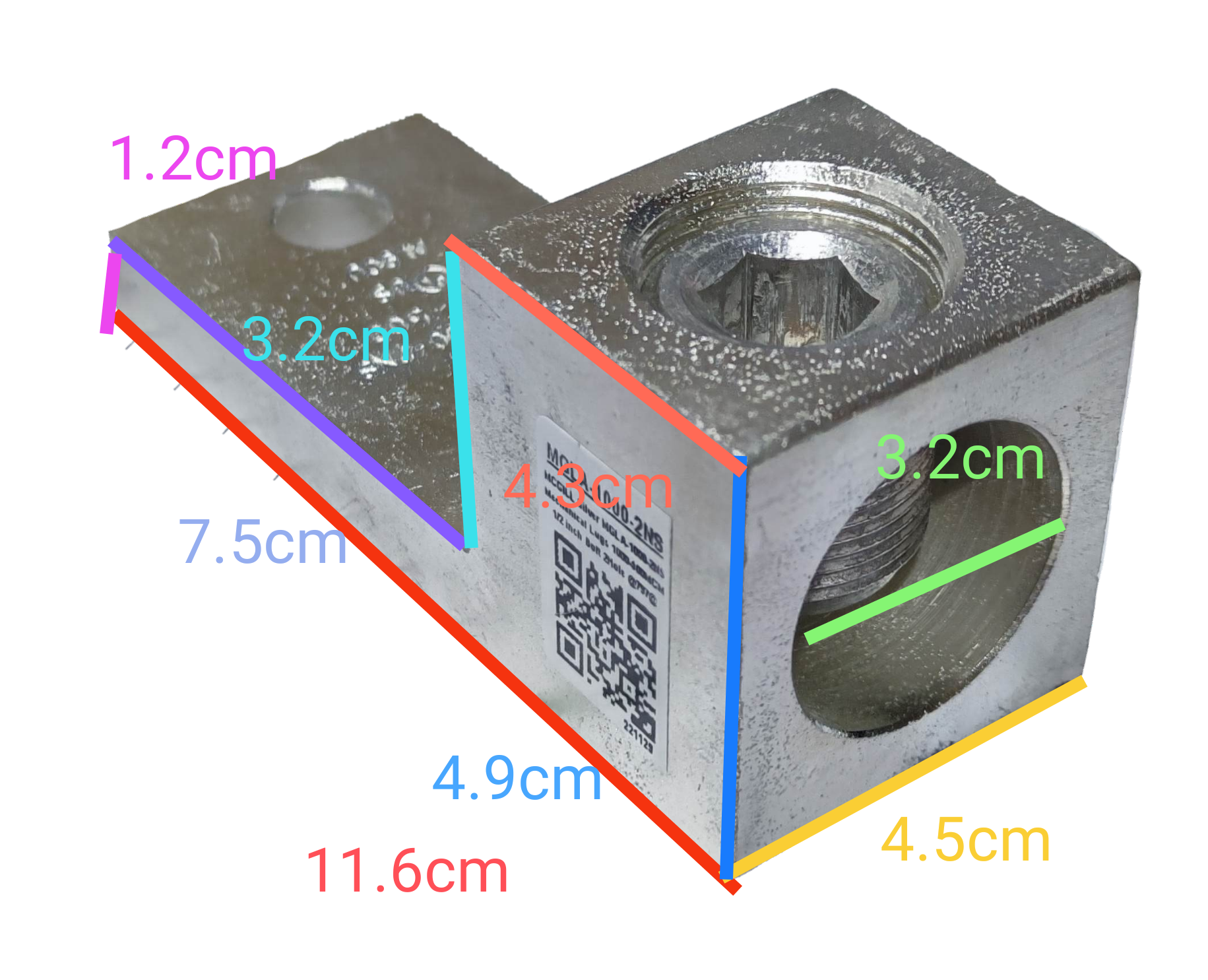 McGILL Mechanical Lugs 1000MCM 2 Holes electrical connector with metal construction and precise hole measurements