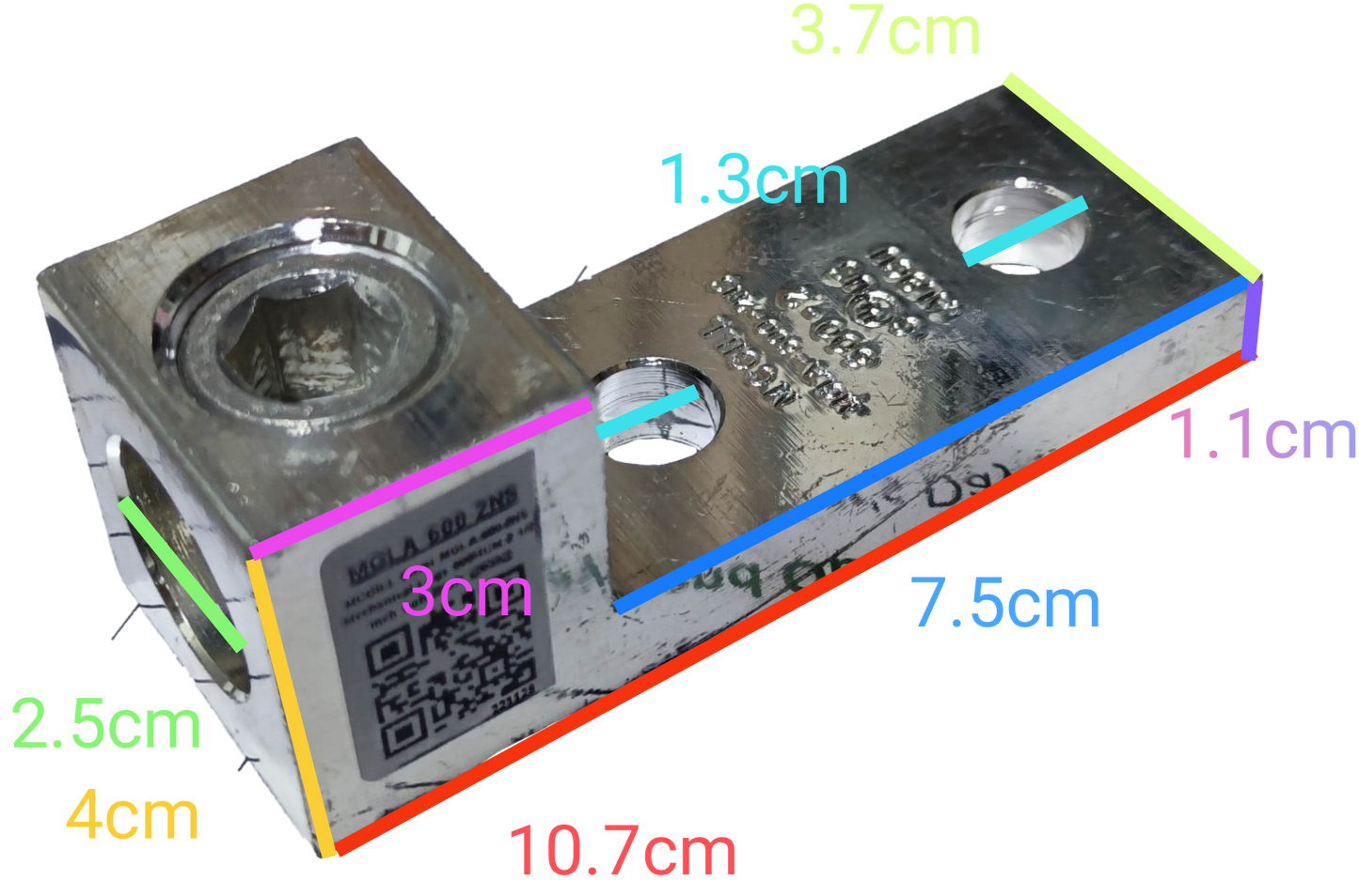 McGILL Mechanical Lugs 600MCM 2 Holes silver electrical connector with detailed dimensions