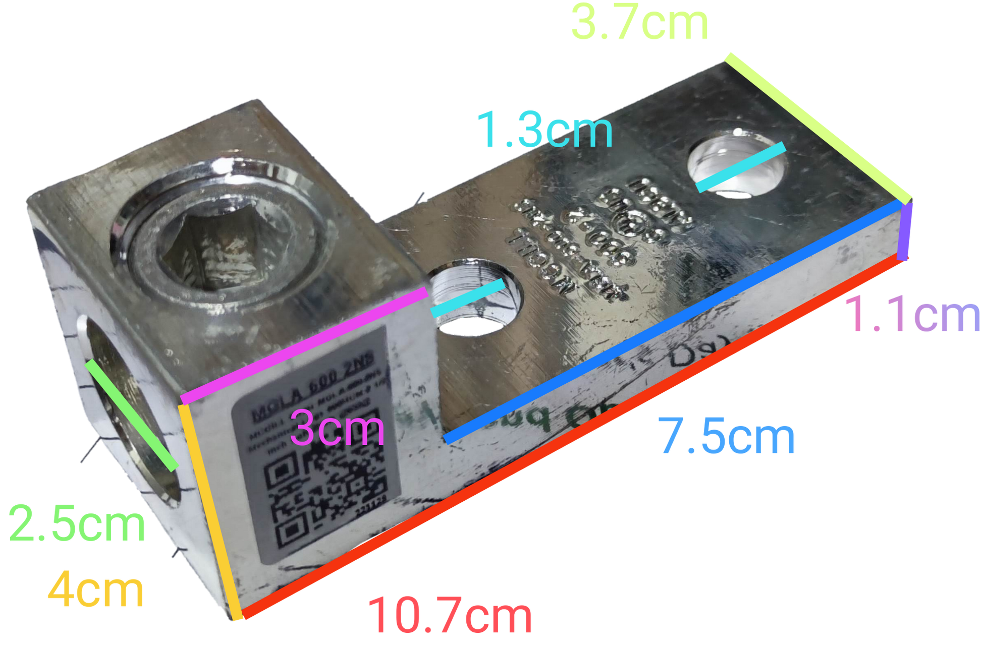 McGILL Mechanical Lugs 600MCM 2 Holes silver electrical connector with detailed dimensions