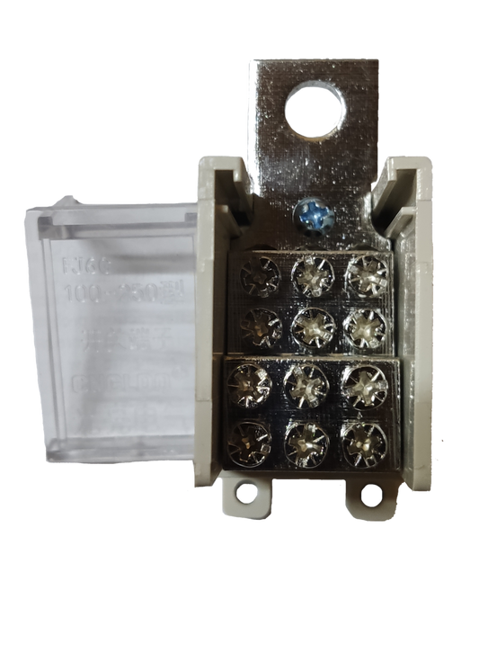 Grippes mechanical terminal lugs 250A with transparent cover and secure connection points for electrical circuits