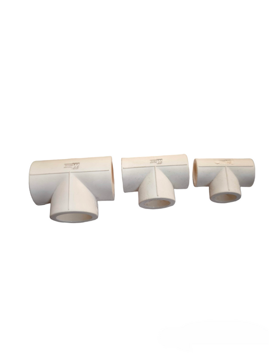 Meco PPR tee coupling 25mm in three different sizes for pipe and hose connections