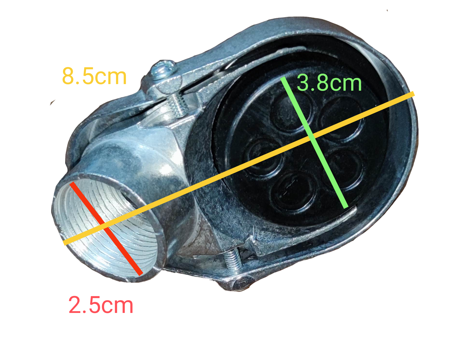 Royu Entrance Cap 25mm Thread Type electrical conduit connector with visible dimensions on black background