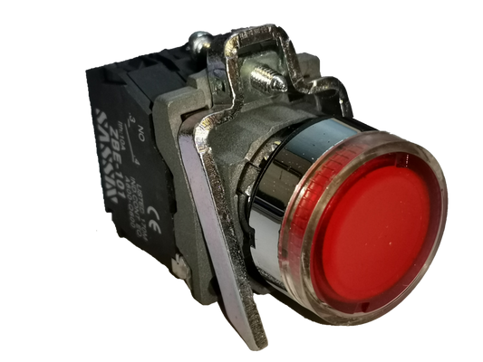 Sassin metal push button with indicator light designed for easy activation and visibility in control panels