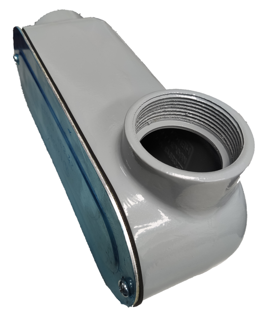 Electx Electrical Supply Metal Tee Conduit 70mm with threaded opening and protective cover