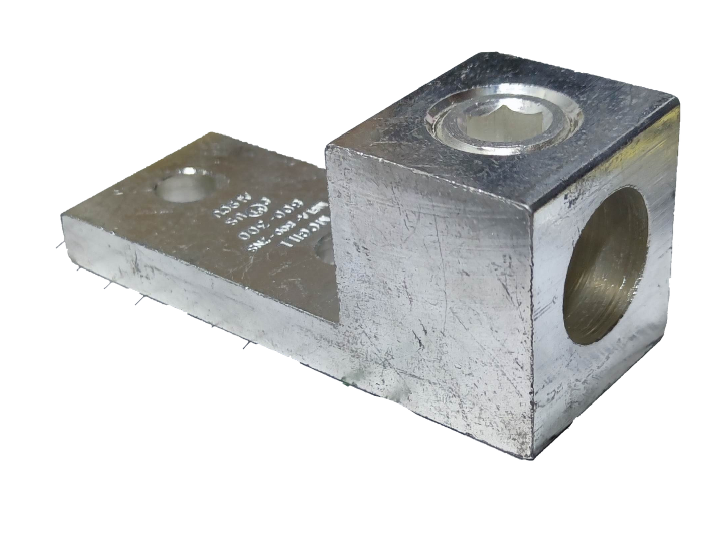 McGILL Mechanical Lugs 800MCM 2 Holes metallic electrical circuitry part on black background