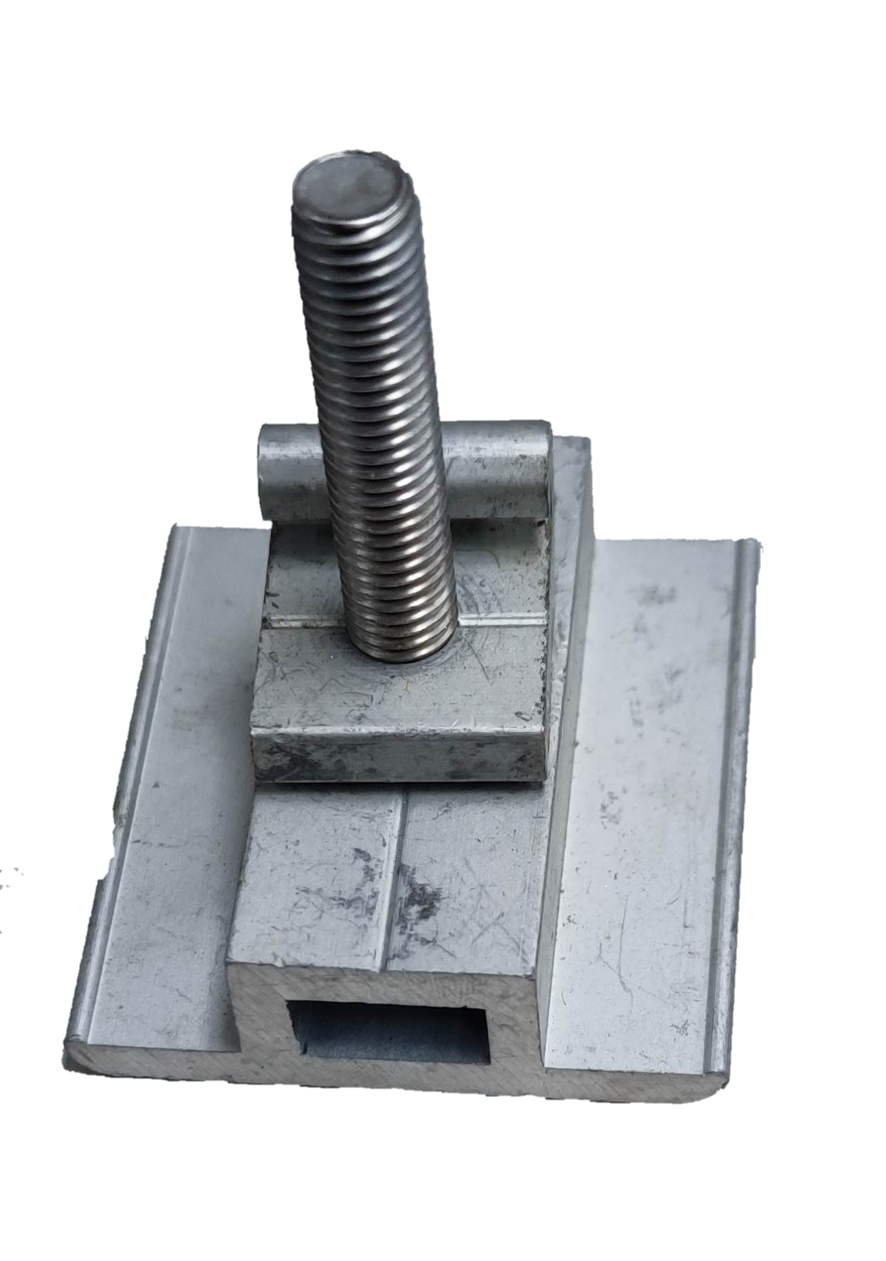 Middle clamp for solar panel bracket made of durable metal for secure panel installation