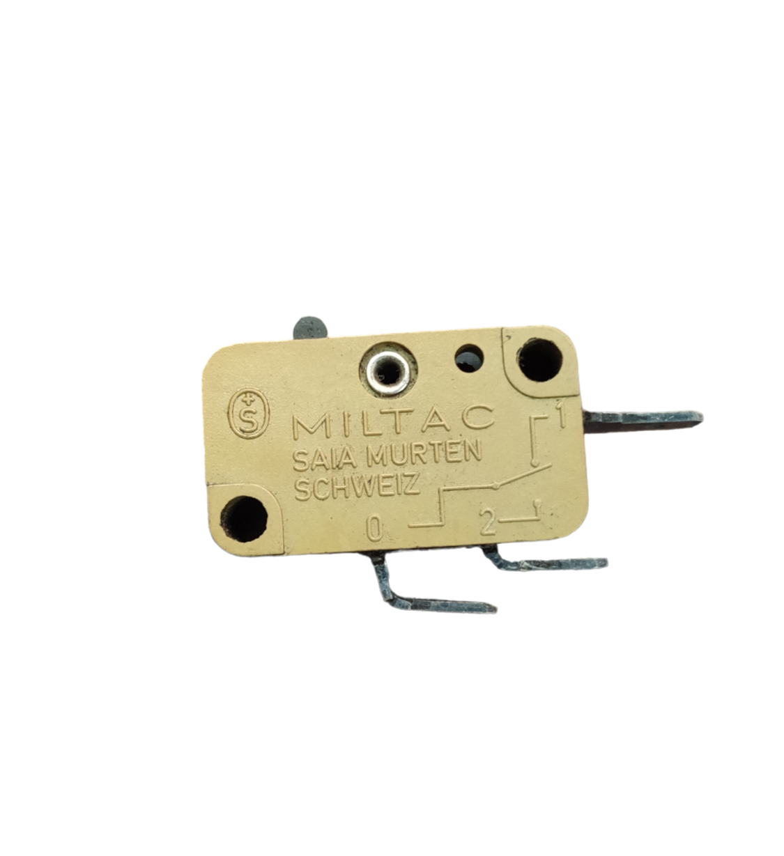 Miltac Microswitch 1NC 1NO 3A 250V beige switch component with metal pins for electrical devices