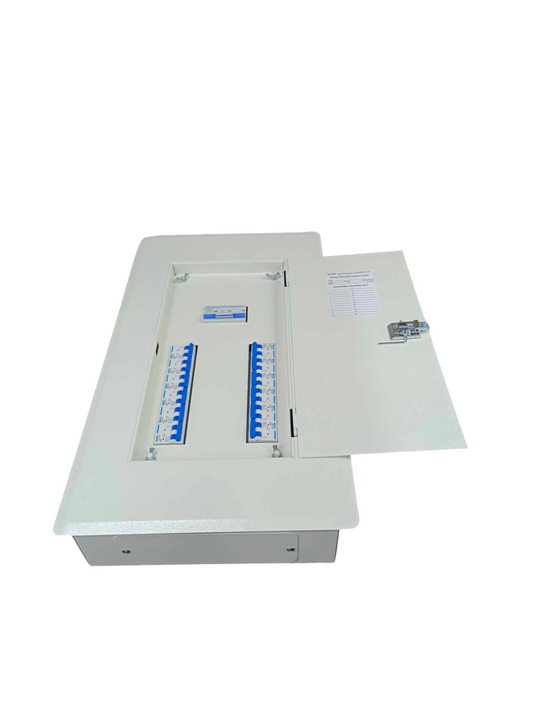 Chint electrical panel with miniature circuit breaker 12 branch and open white metal enclosure