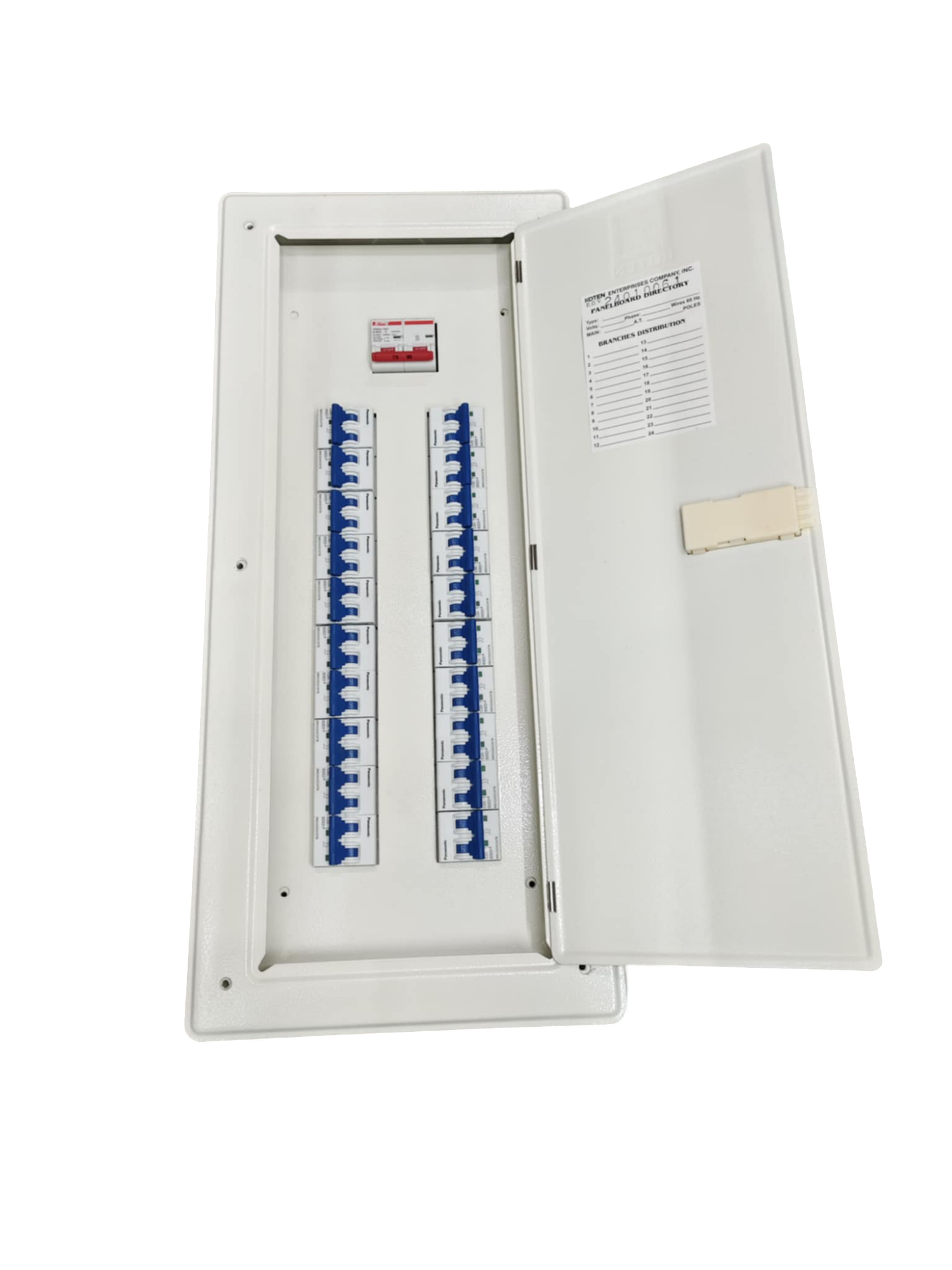 Miniature Circuit Breaker 20 Branches 2 Pole electrical panel with blue switches by Panasonic and Himel