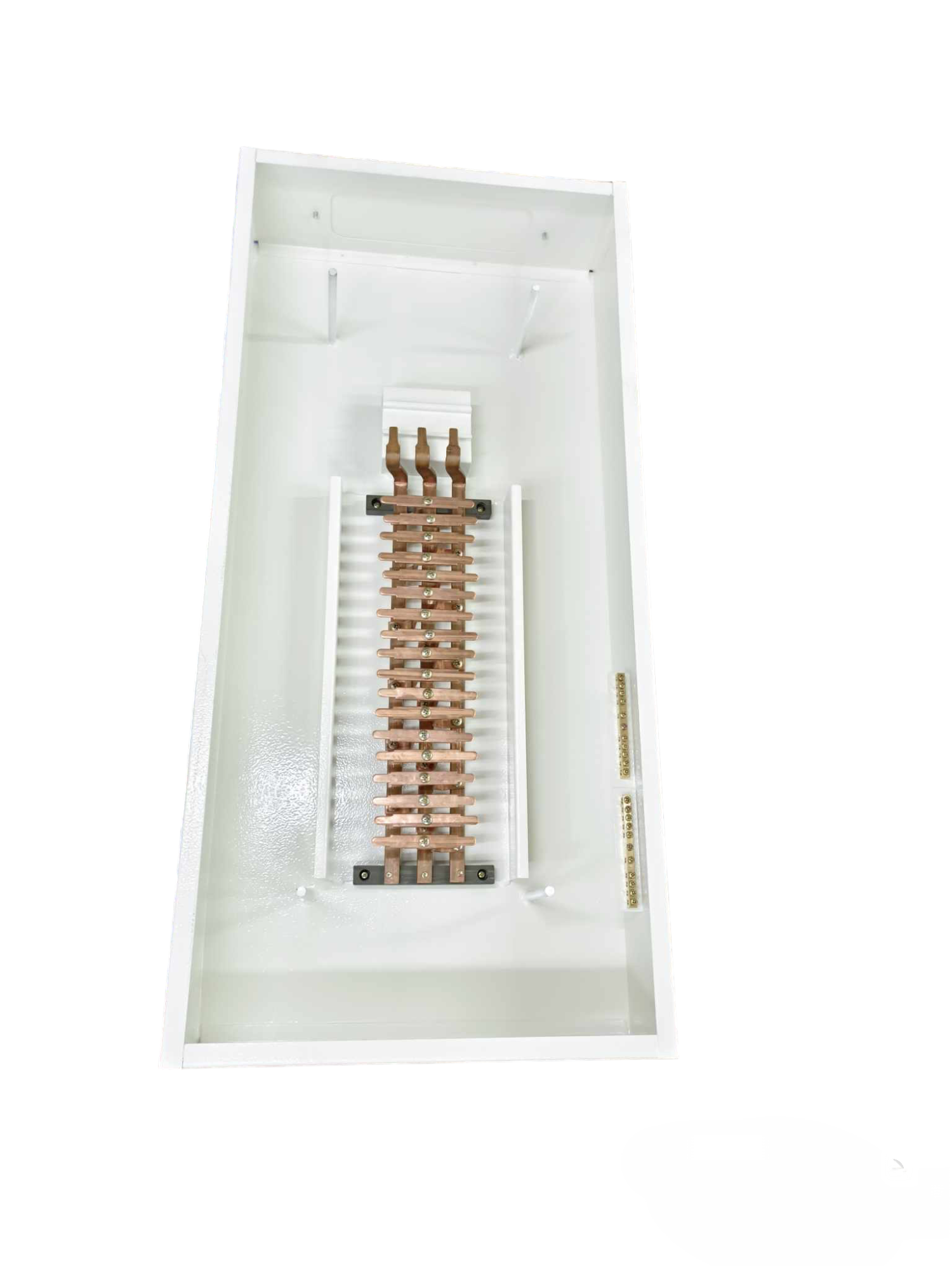 Koten miniature circuit breaker panel with copper bus bars and white enclosure for electrical systems