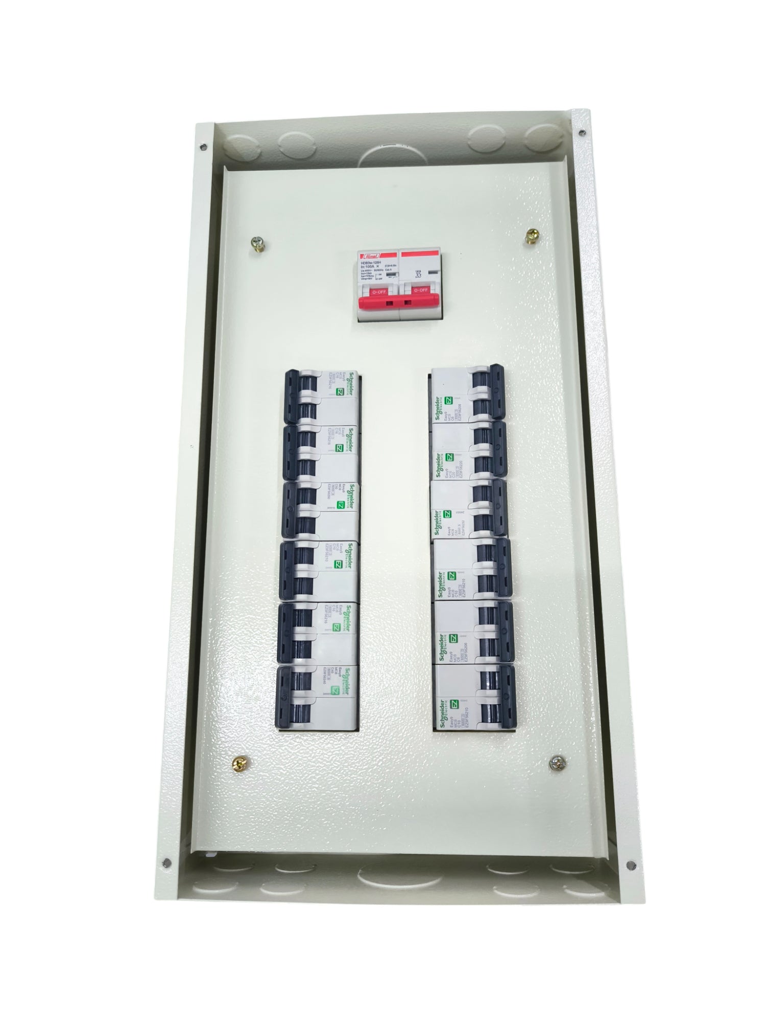 Miniature Circuit Breaker Panel With 12 Branches by Electx Electrical Supply in white metal enclosure