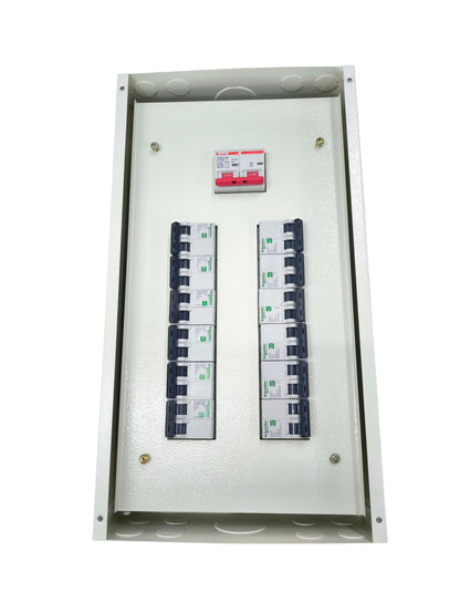 Miniature Circuit Breaker Panel With 12 Branches by Electx Electrical Supply in white metal enclosure