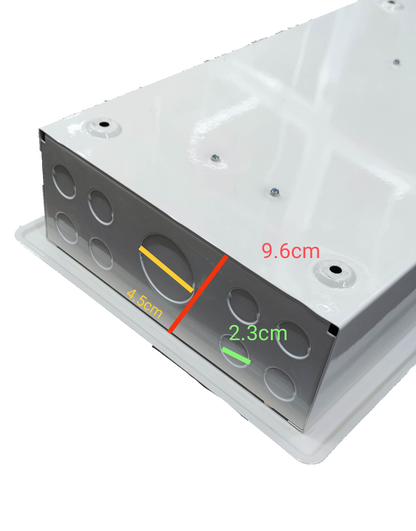 Miniature Circuit Breaker Panel With 12 Branches made by Electx Electrical Supply showing metal casing with measurement markings