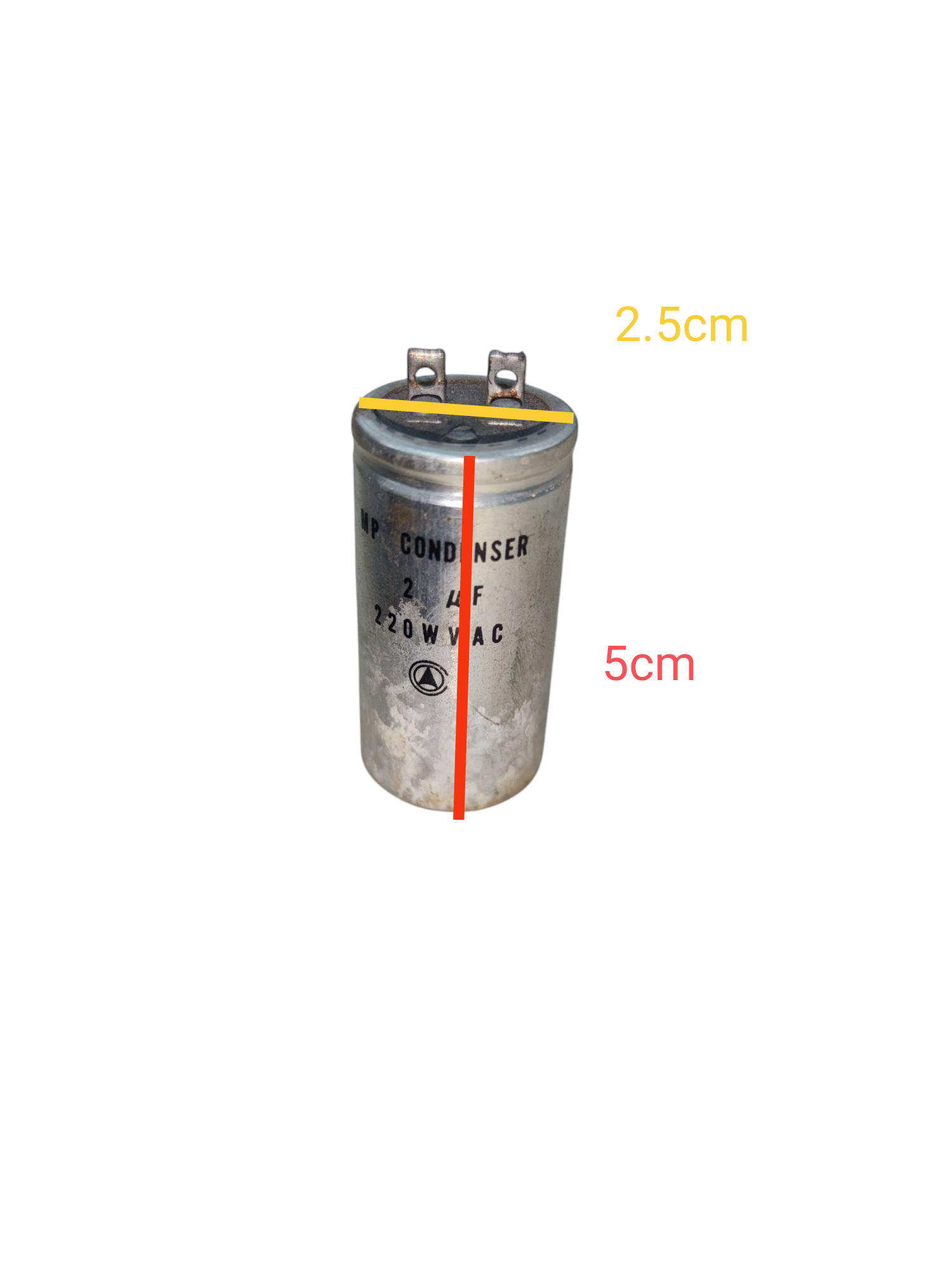 MP 2uF 250V motor running capacitor with metal casing for electrical applications