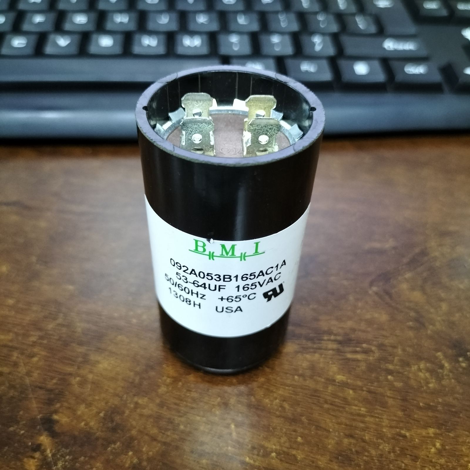 BMI motor start capacitor 53-64UF 165V with metal connectors for electrical applications