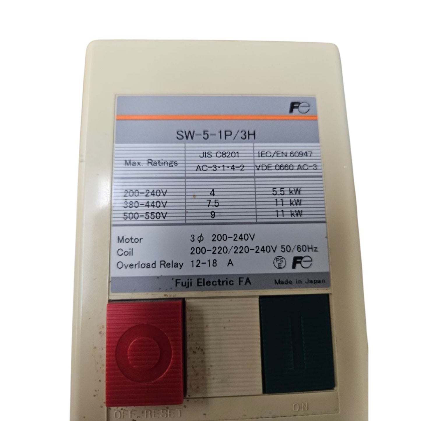 Fuji motor starter with push button 12-18A for efficient electrical control and protection