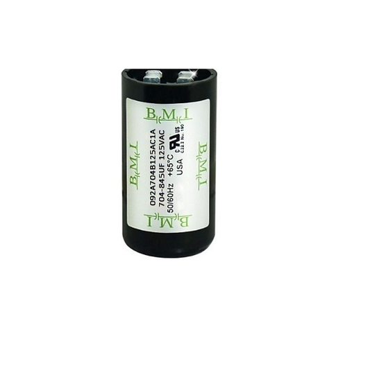 BMI motor starting capacitor 704-845uf black cylindrical electrical component