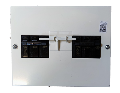 Koten and GE MTS 20A 3 Pole Three Phase electrical circuit breaker panel in white